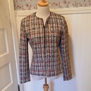 Elegant Tweed Blazer in Black and Red